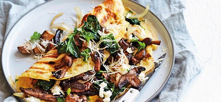 Omelette mit Champignons & Spinat