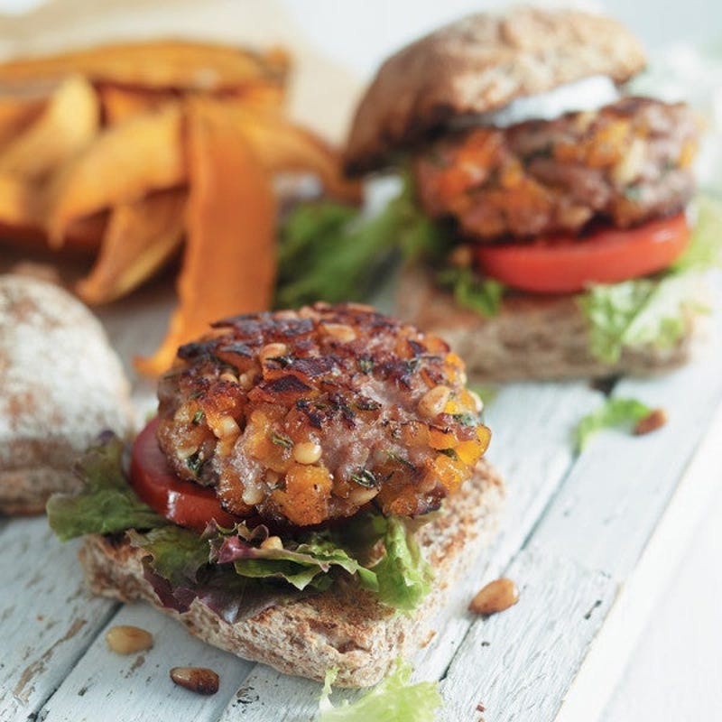 Photo of Pork & apricot burgers with sweet potato wedges by WW