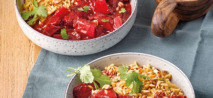 Randen-Curry mit Nussreis/Rote-Bete-Curry mit Nussreis