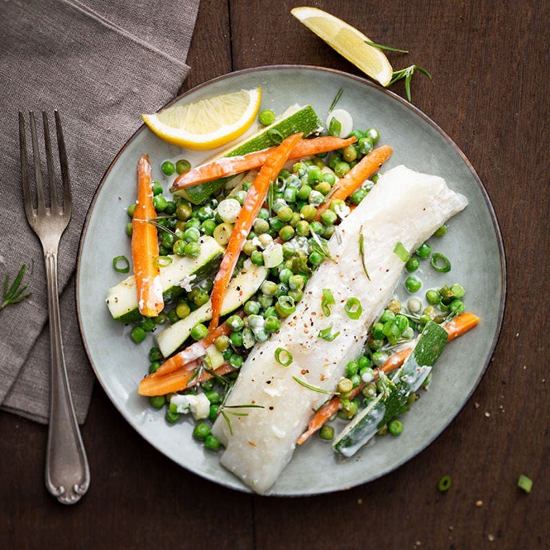 Papillote de flétan printanière