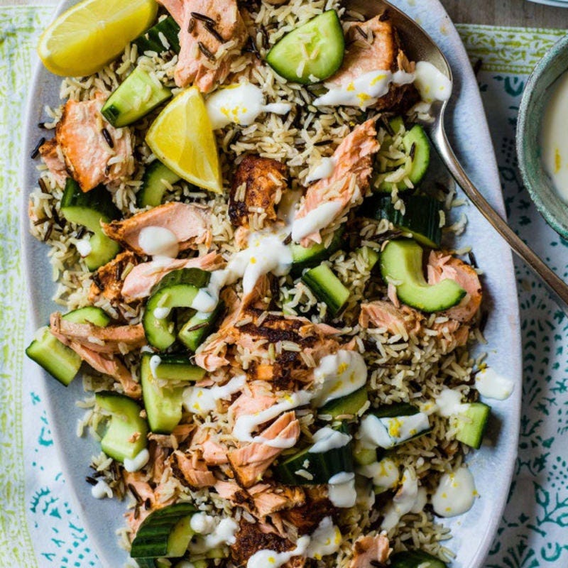 Salade de riz au saumon épicé