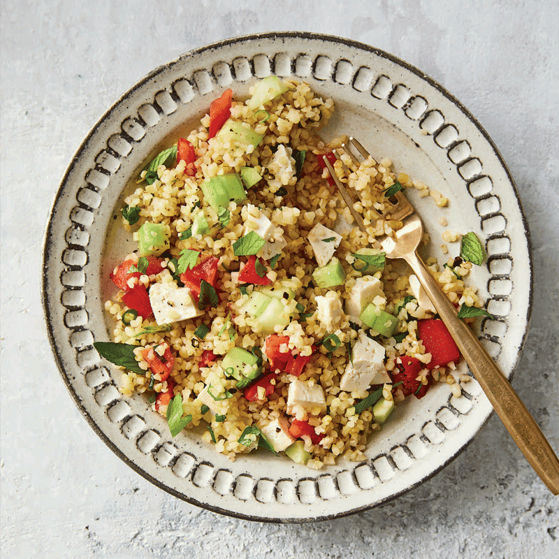 Mint bulgur tabouli with tofu