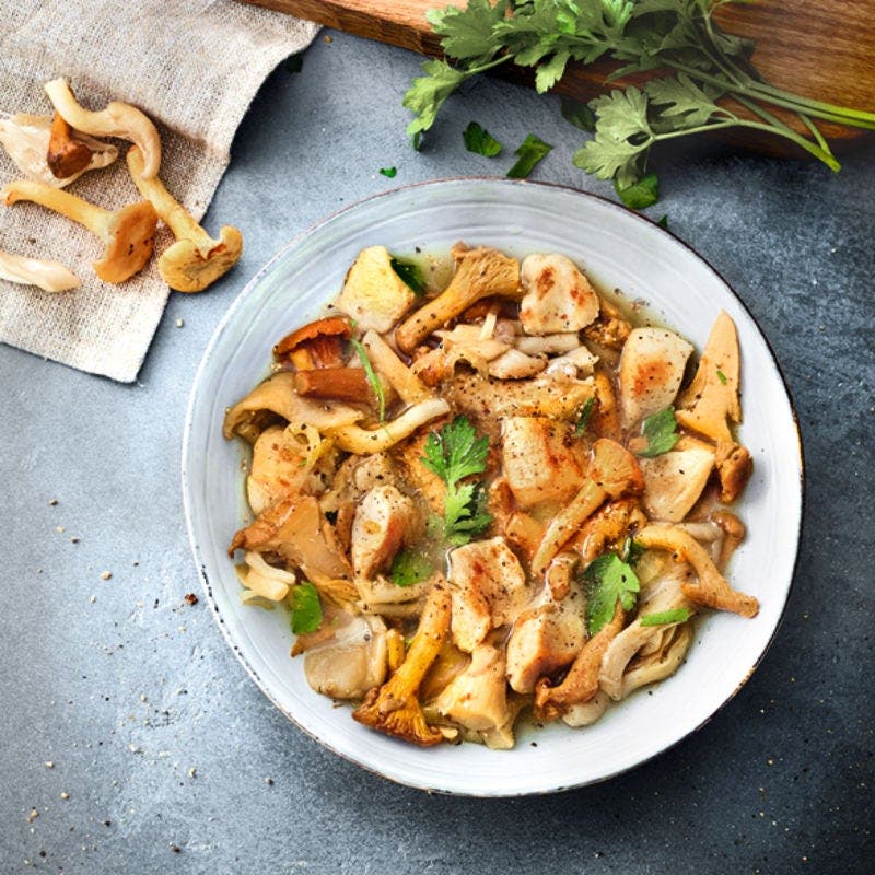 Sauté de dinde aux champignons des bois