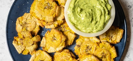 Air-Fried Tostones with Avocado Sauce
