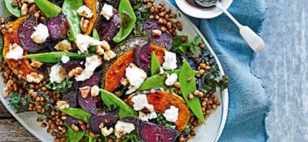 Salade de betteraves, citrouille et lentilles