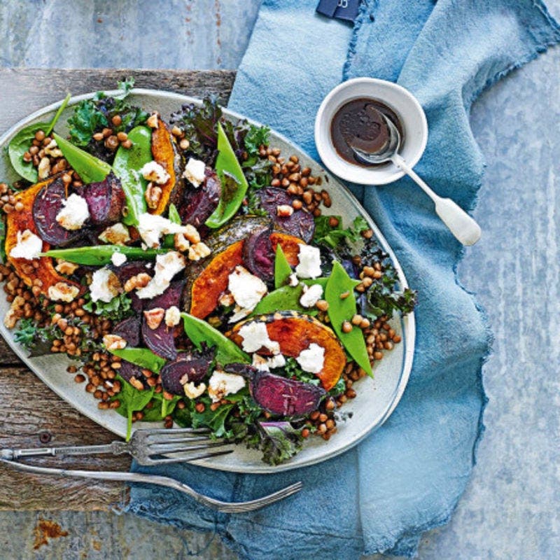 Salade de betteraves, citrouille et lentilles
