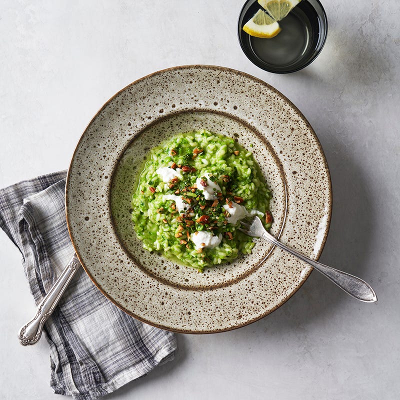 ViktVäktarna - Ärtrisotto med mandelgremolata och burrata