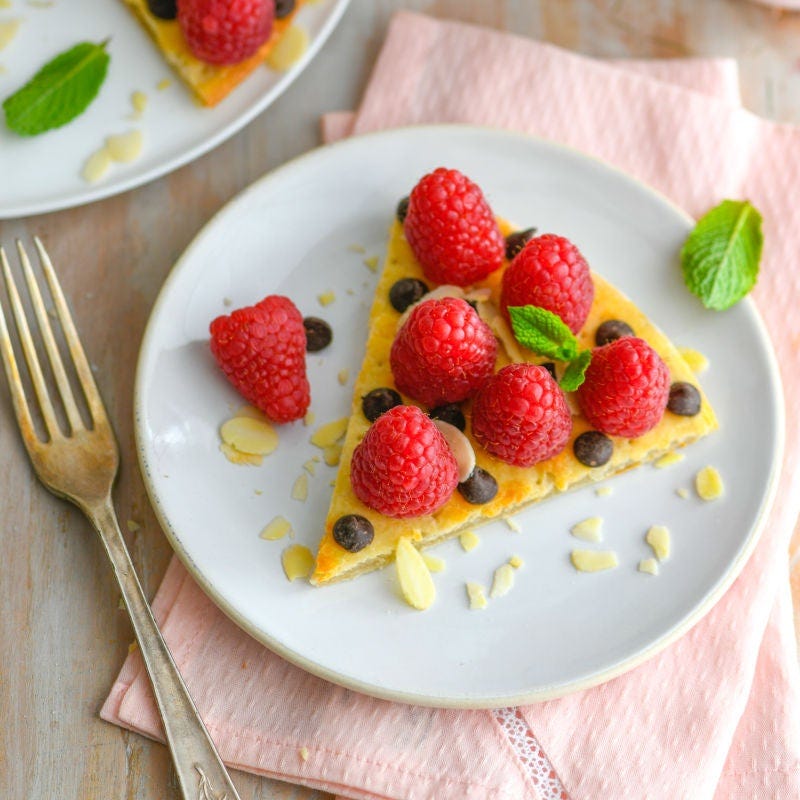 Tarte framboises et pépites de chocolat