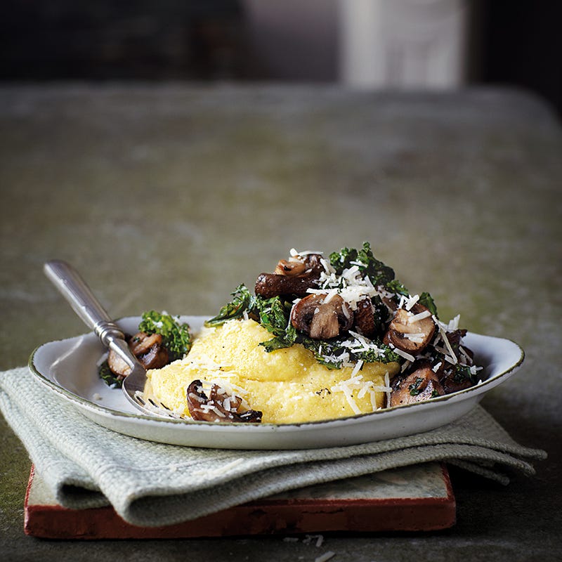 Foto van Boerenkool met kastanjechampignons en kaaspolenta door WW