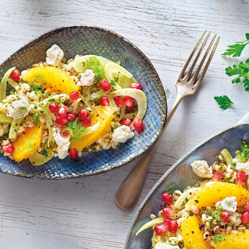 Graupen-Fenchel-Salat mit Ziegenkäse