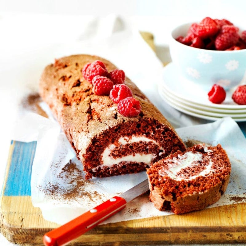 Foto van Red velvetrol met frambozen door WW