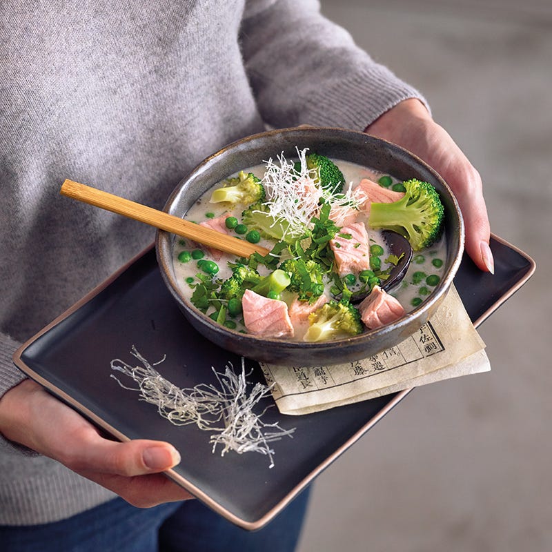 Foto van Kokossoep met zalm door WW