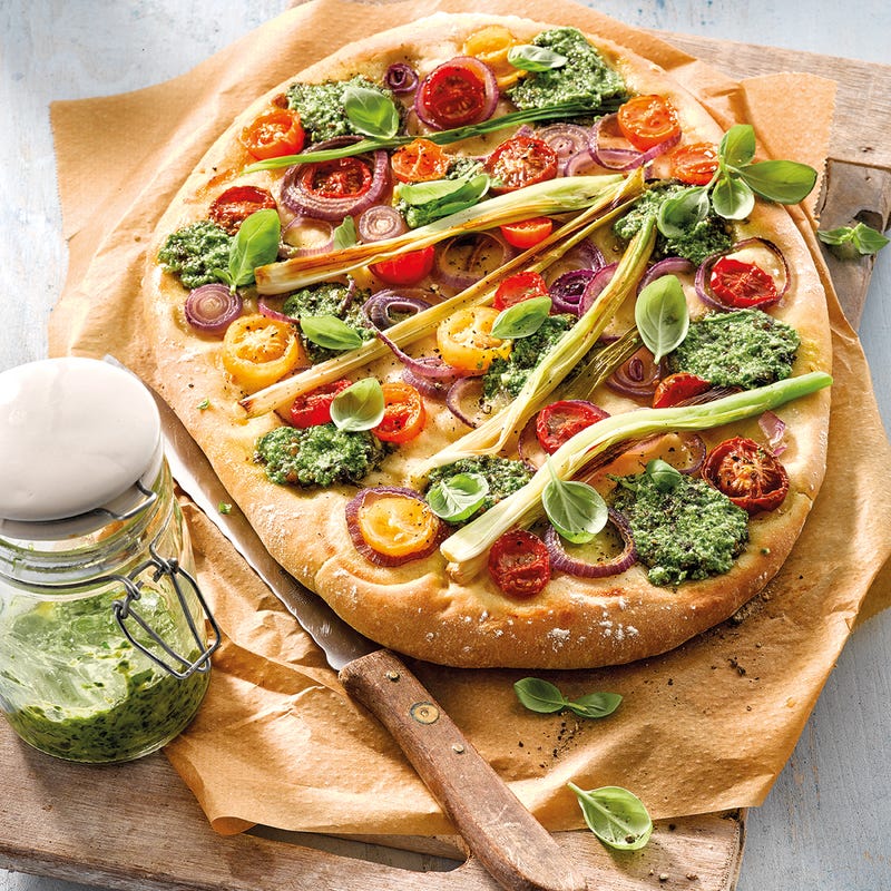 Bunte Pesto-Focaccia