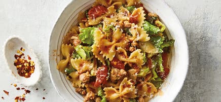 Tuscan pork and cabbage pasta