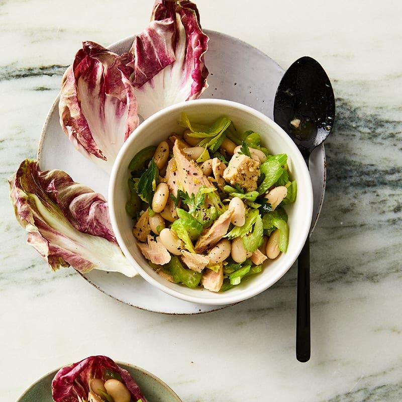 Celery, white bean and tuna salad