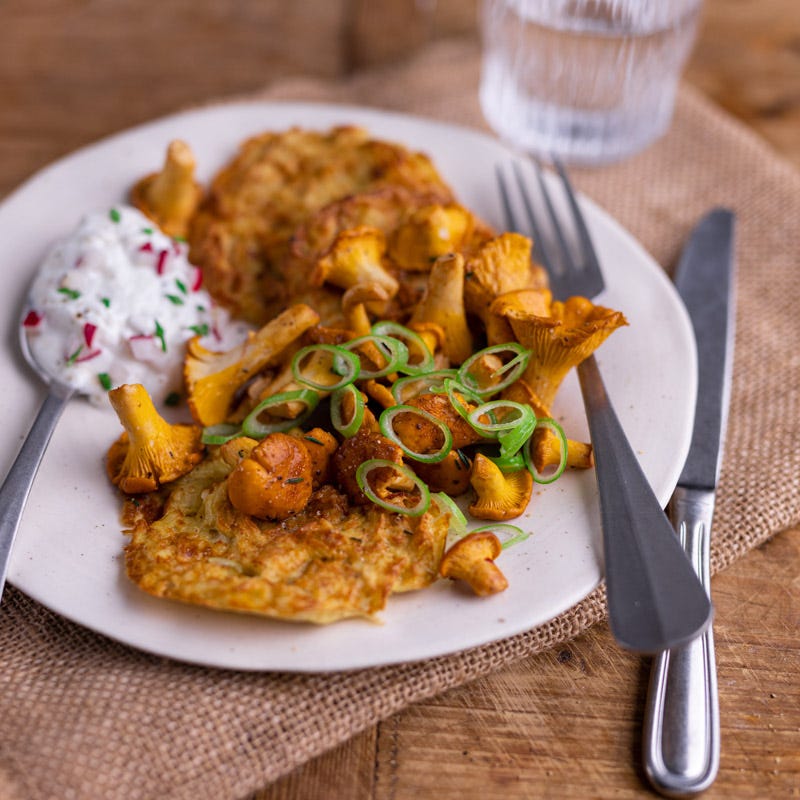 Kartoffelrösti mit Pfifferlingen
