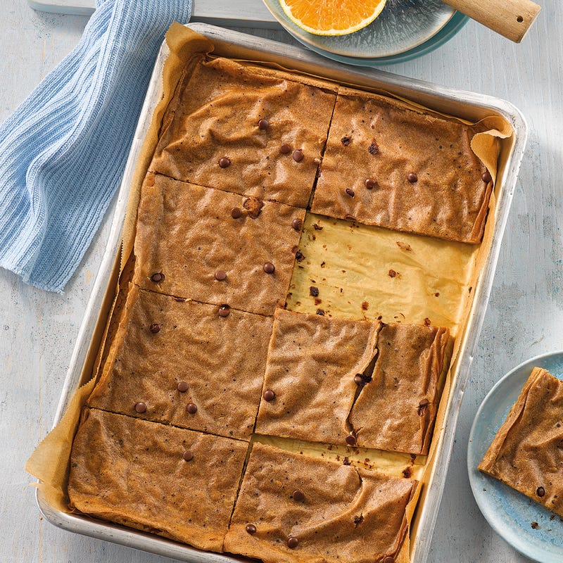 Schoko-Orangen-Pfannkuchen aus dem Ofen