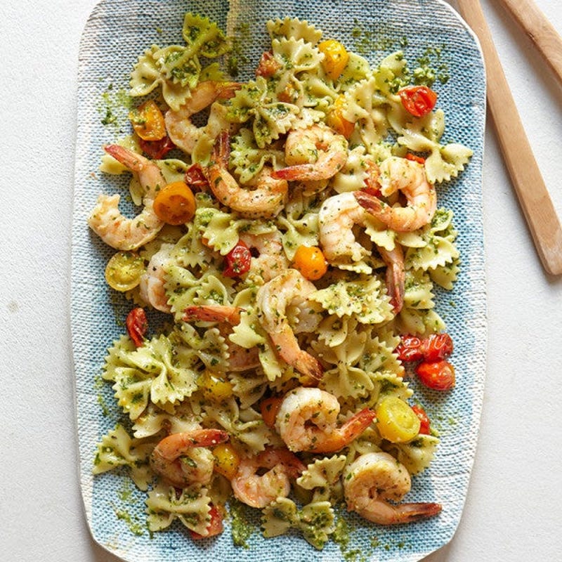 Photo de Crevettes et pâtes au pesto par WW