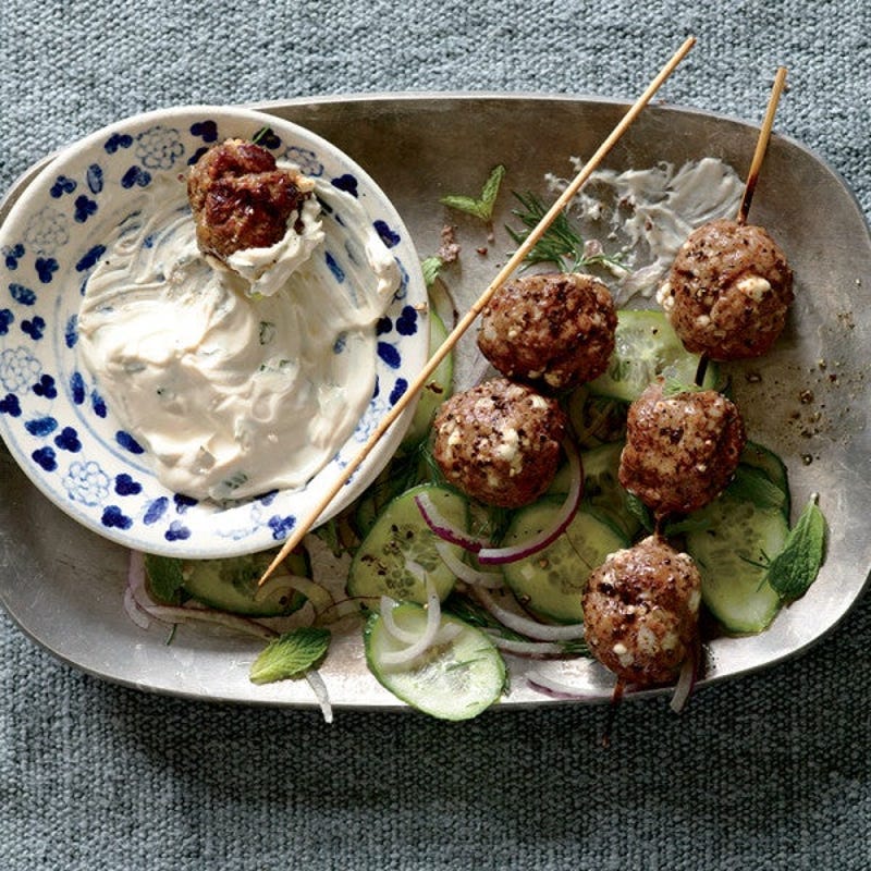 Photo of Turkish Meatball Kebabs with Yogurt-Pomegranate Sauce by WW