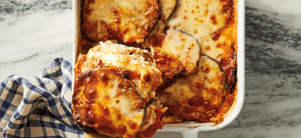 Baked eggplant with three cheeses