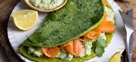 Spinat-Omelette mit Avocado & Lachs