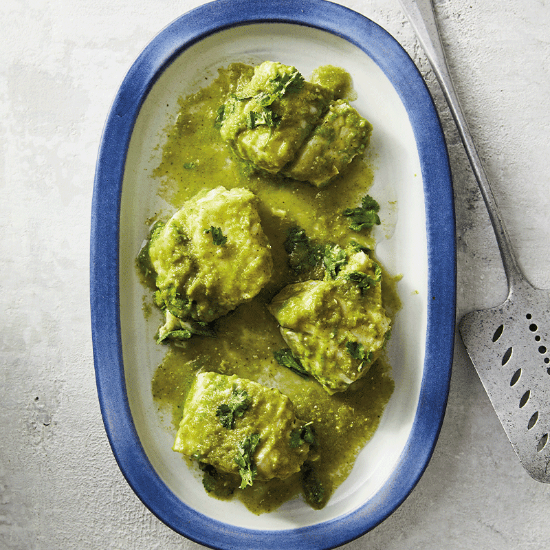 Salsa verde braised fish