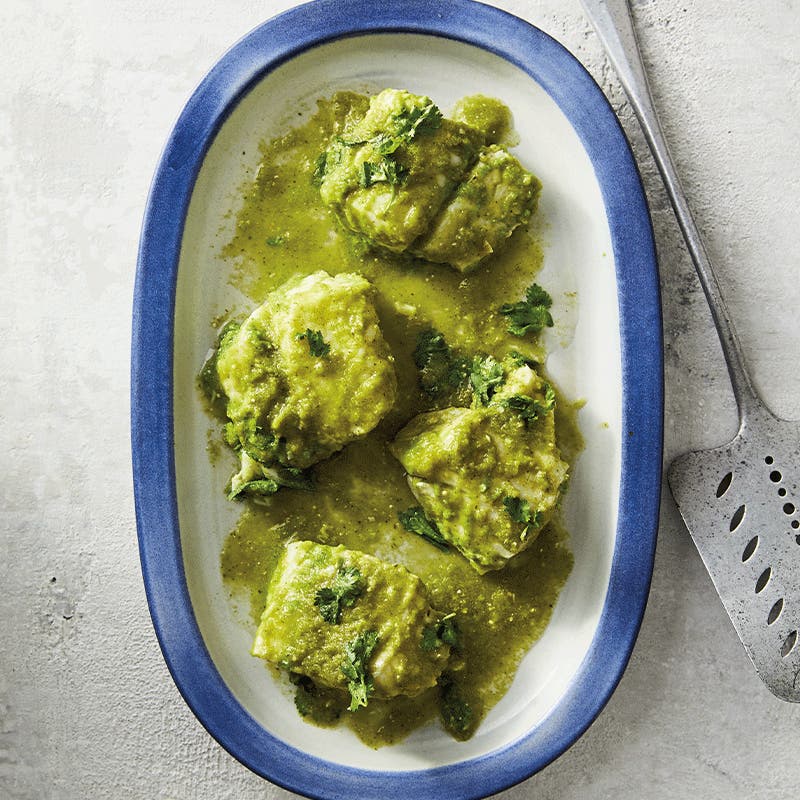 Salsa verde braised fish