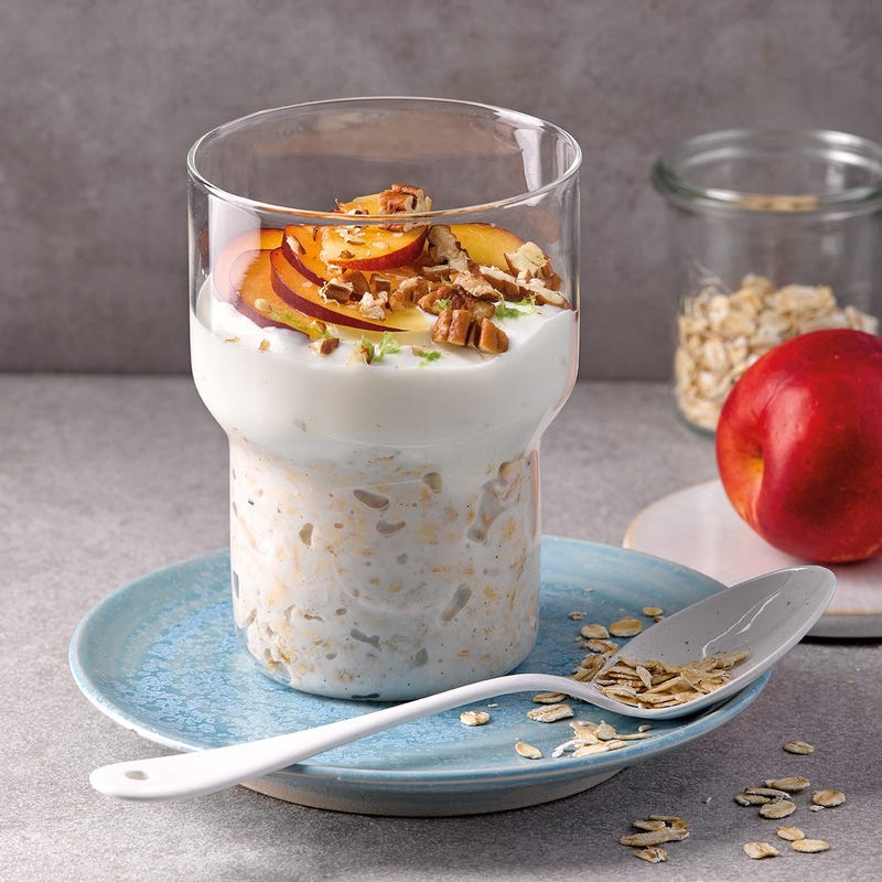 Proats, nectarines et fromage frais au citron vert