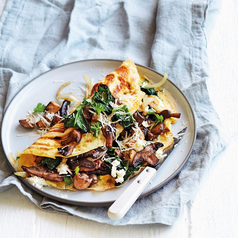 Omelette aux champignons et épinards