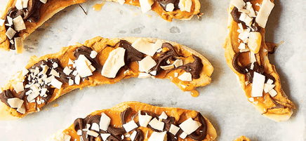 Frozen PB caramel choc bananas