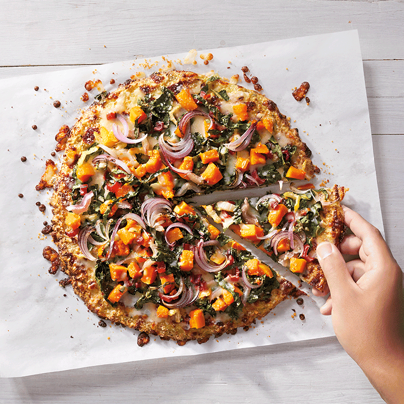 Cauliflower crust vegetarian pizza