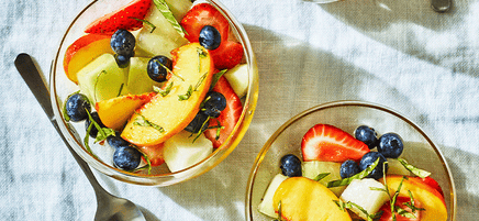 Fruit salad with honey citrus syrup