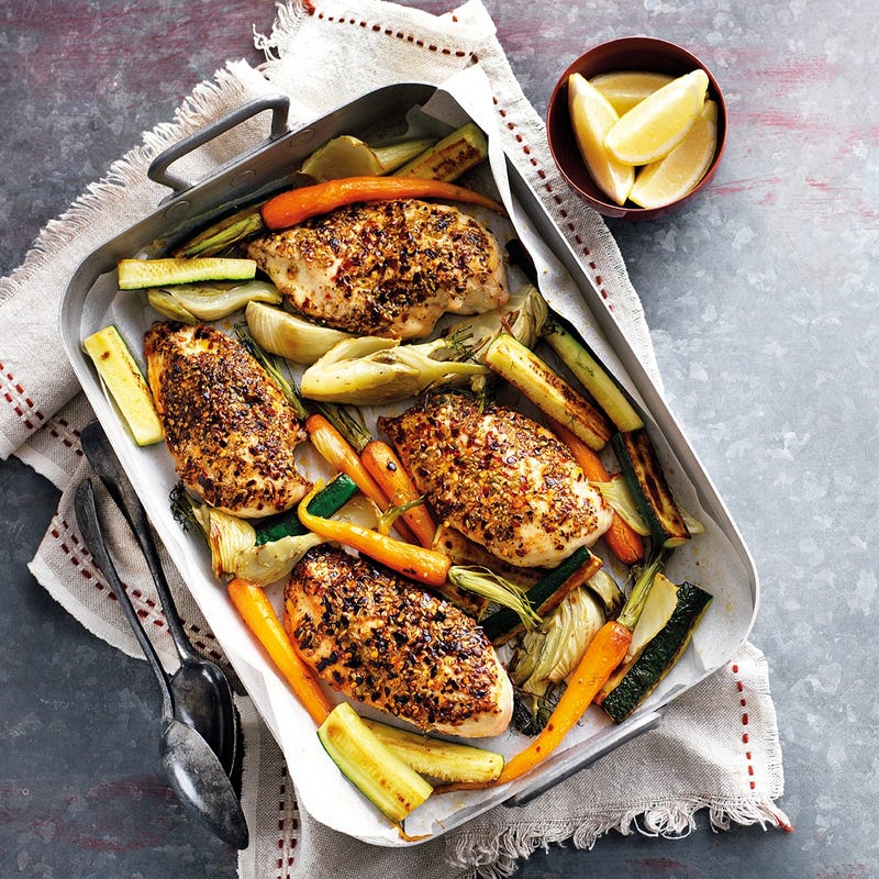 Poulet rôti et marinade pimentée au fenouil