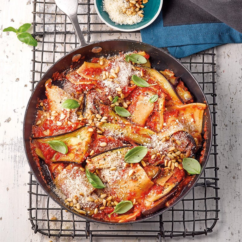 Lasagnes et aubergines à la poêle