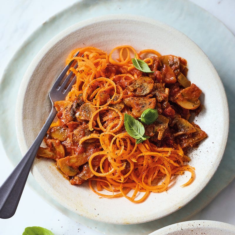 Spaghettis de carottes et bolognaise aux champignons