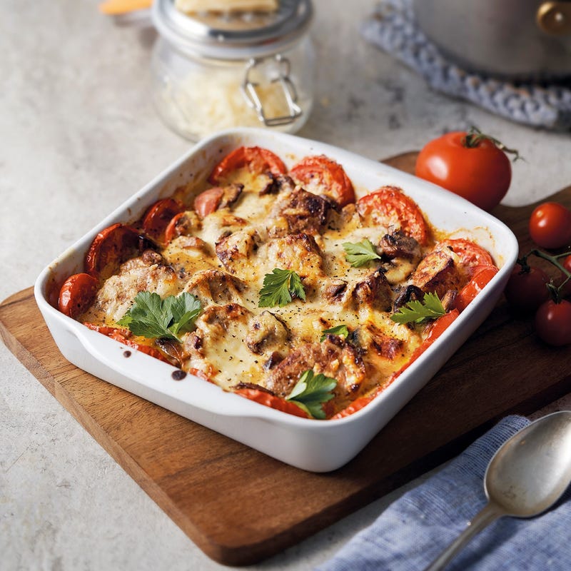 Filet mignon de porc gratiné aux champignons