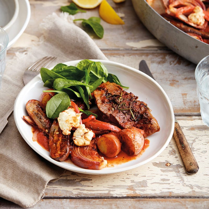 Agneau rôti, ricotta et aubergines