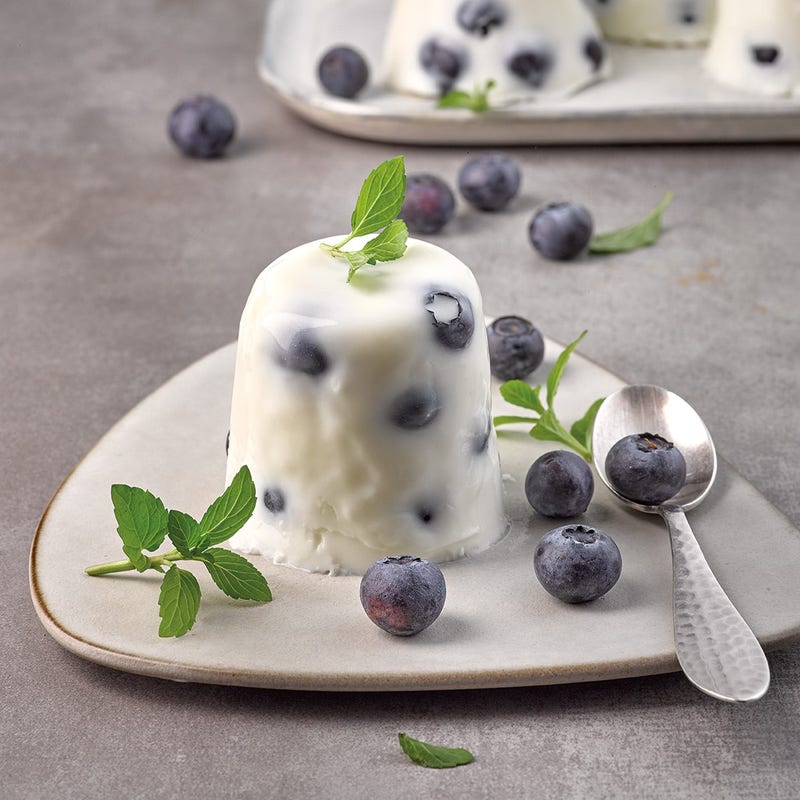 Flan au yaourt et myrtilles