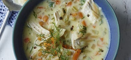 Hearty lemon-chicken soup with orzo