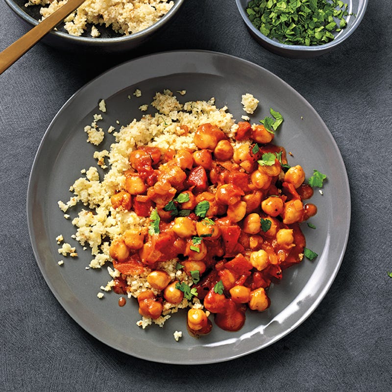 Kichererbsen-Tikka-Masala mit Blumenkohlreis