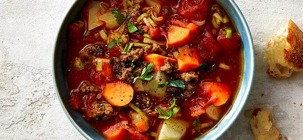 Beef soup with potatoes and carrots