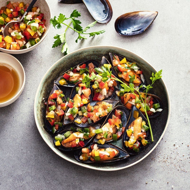 Moules farcies à la pipirrana