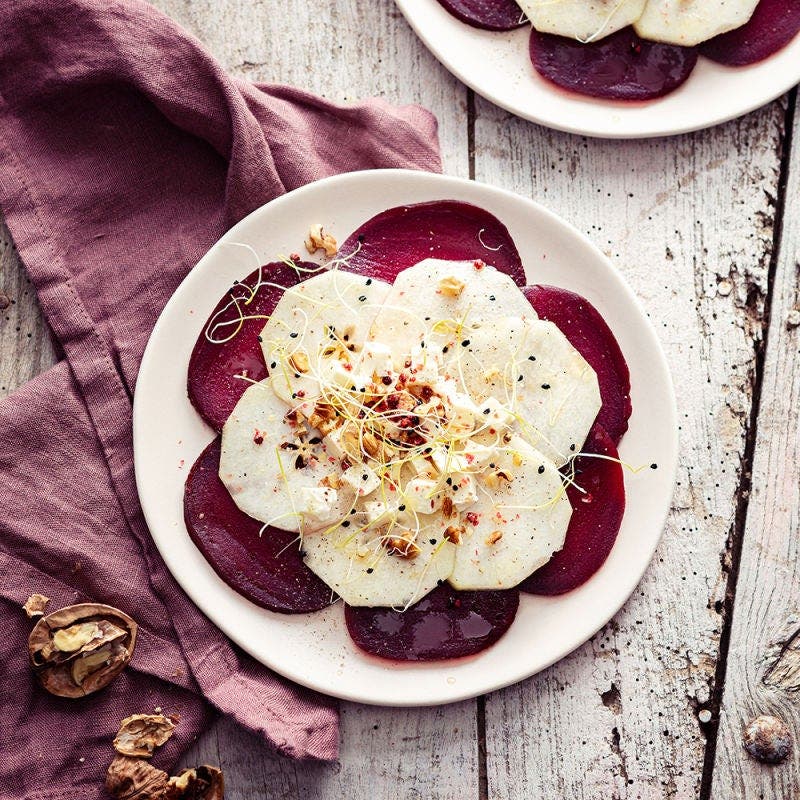 Salade de poire et betterave à la fleur d'oranger