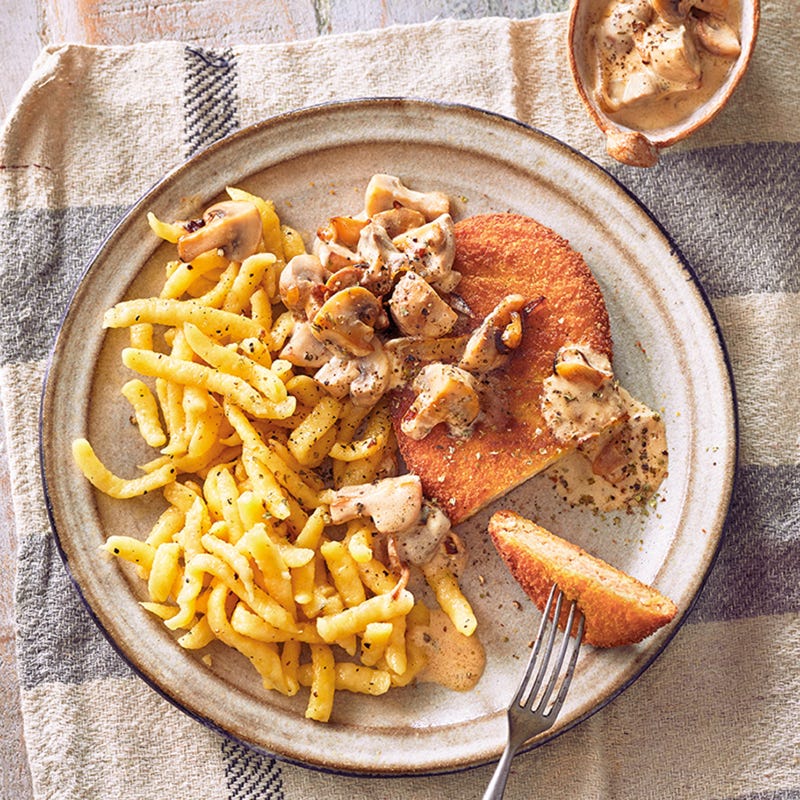 Jägerschnitzel mit Spätzle