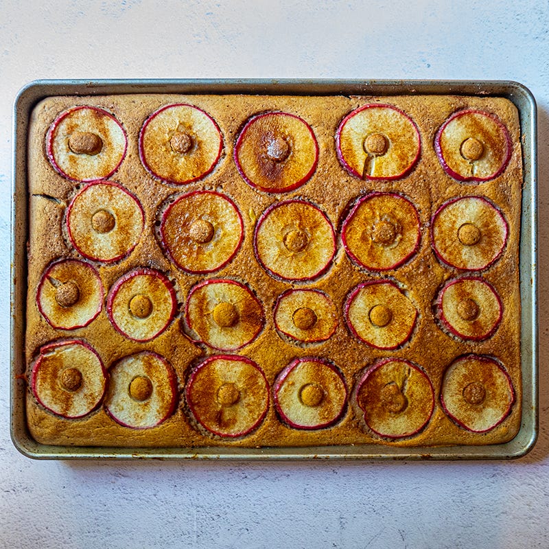 Photo of Four-Ingredient Cinnamon-Apple Sheet Pan Pancakes by WW