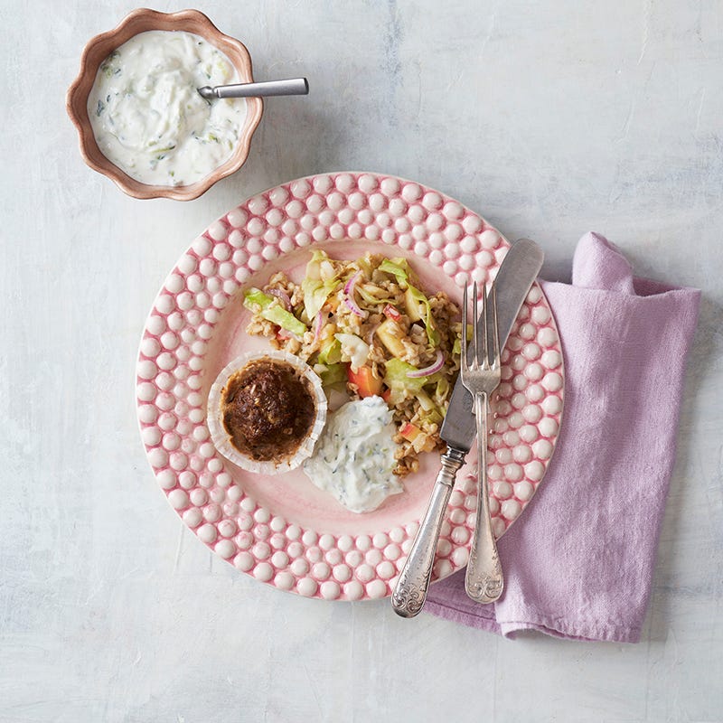 ViktVäktarna - Nötfärsmuffins med mathavre och tzatziki