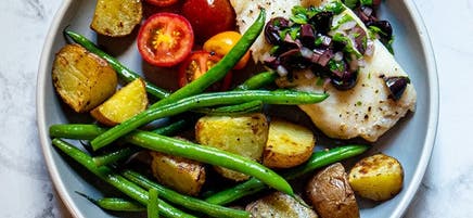 Souper de morue à la niçoise sur plaque