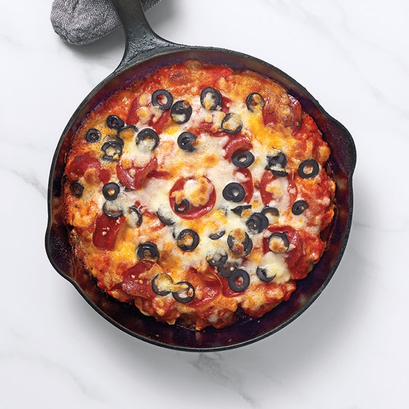 Oliven-Salami-Pfannenpizza