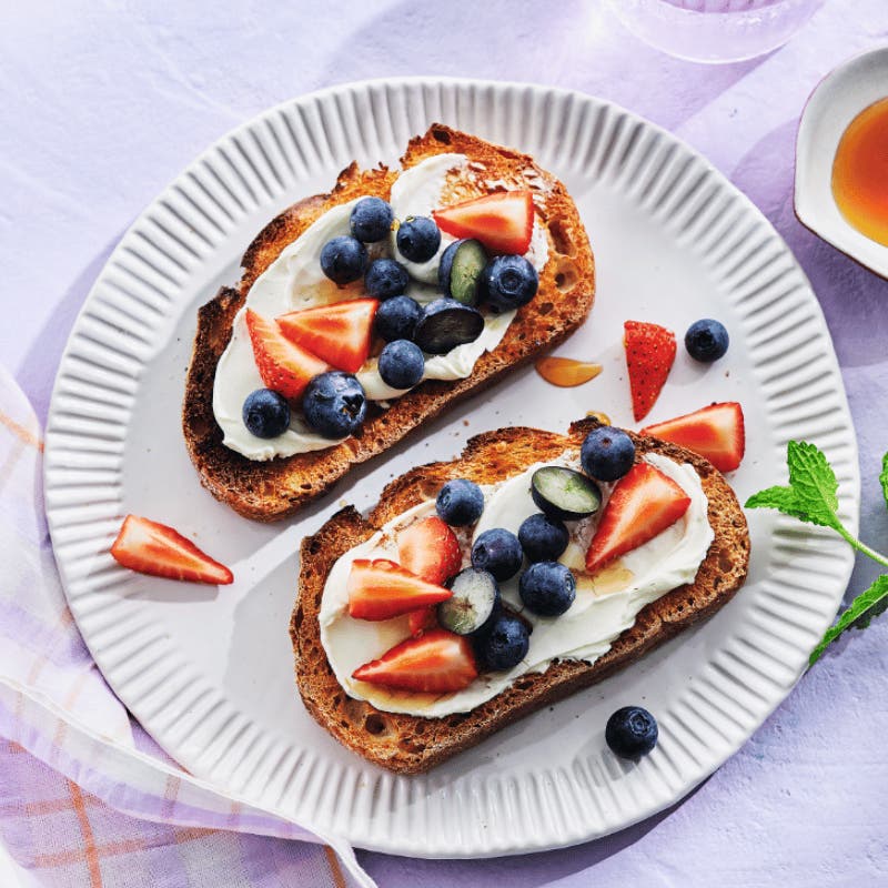 berries and cream cheese toast