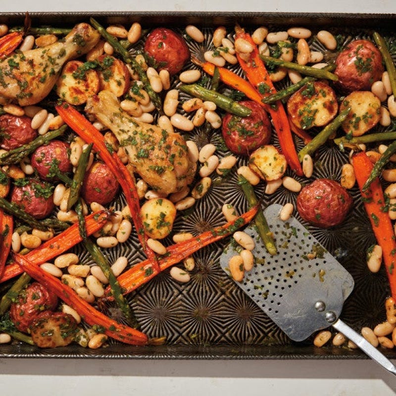 Photo of Sheet-pan beans & chicken with herb vinaigrette by WW